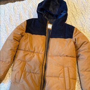 Old Navy Tan and Blue Hooded Jacket